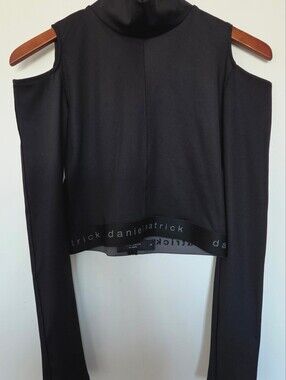 Daniel Patrick Black Cold-Shoulder Cropped Top